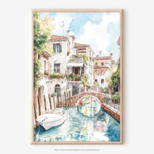 01 - Venice Canal Watercolor Art - Digital Downloads - Main.jpg