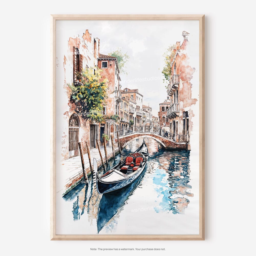 01 - Venice Gondola Watercolor Art - Digital Downloads - Main.jpg