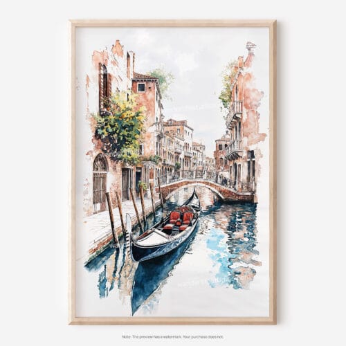 01 - Venice Gondola Watercolor Art - Digital Downloads - Main.jpg