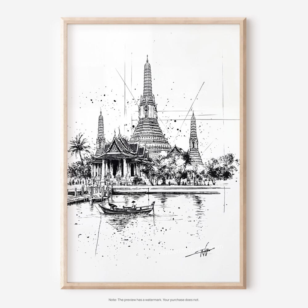 01 - Wat arun 1 Pencil Drawing Art - Digital Downloads - Main.jpg