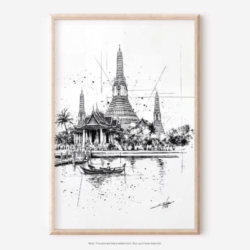 01 - Wat arun 1 Pencil Drawing Art - Digital Downloads - Main.jpg