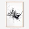 01 - Wat arun with boat Pencil Drawing Art - Digital Downloads - Main.jpg