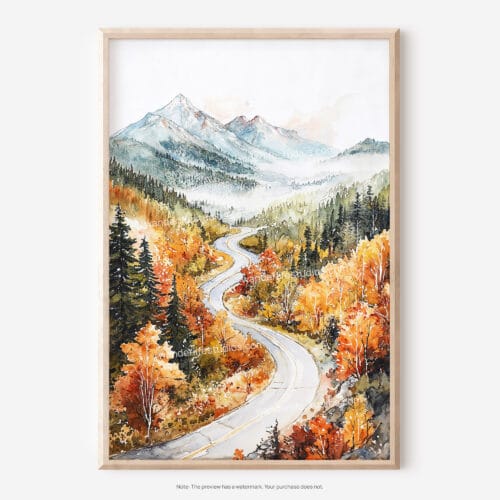 01 - White Mountains New Hampshire Watercolor Art - Digital Downloads - Main.jpg