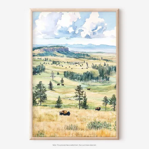 01 - Wind Cave National Park Watercolor Art - Digital Downloads - Main.jpg