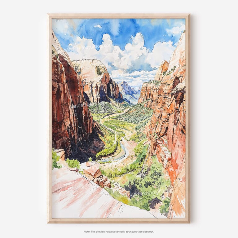 01 - Zion Canyon Watercolor Art - Digital Downloads - Main.jpg