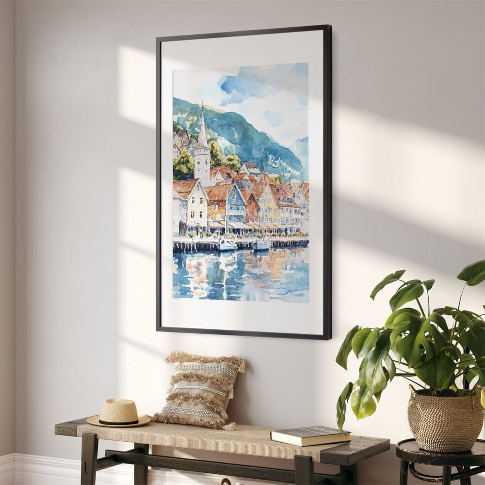 02 - Bergen Norway Waterfront Watercolor Art - Digital Downloads - Hallway.jpg 02 - Bergen Norway Waterfront Watercolor Art - Digital Downloads - Hallway.jpg