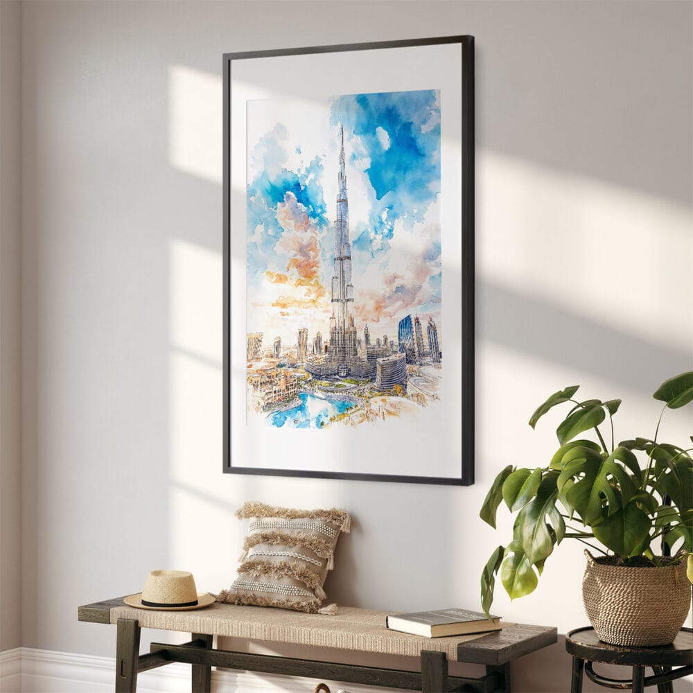 02 - Burj Khalifa Dubai Watercolor Art - Digital Downloads - Hallway.jpg 02 - Burj Khalifa Dubai Watercolor Art - Digital Downloads - Hallway.jpg