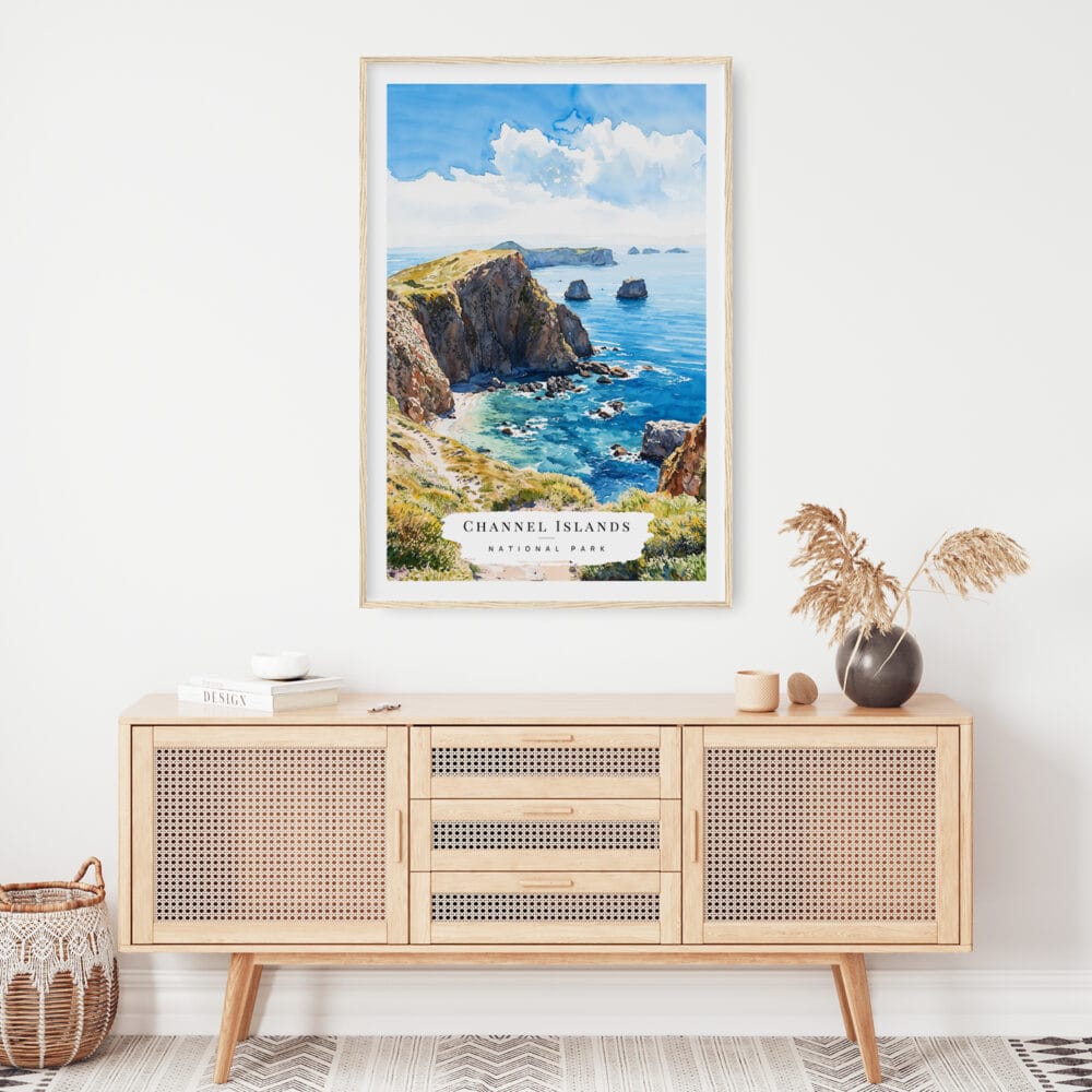 02 - Channel Islands National Park Watercolor Art Print Hanging above Shelf.jpg 02 - Channel Islands National Park Watercolor Art Print Hanging above Shelf.jpg