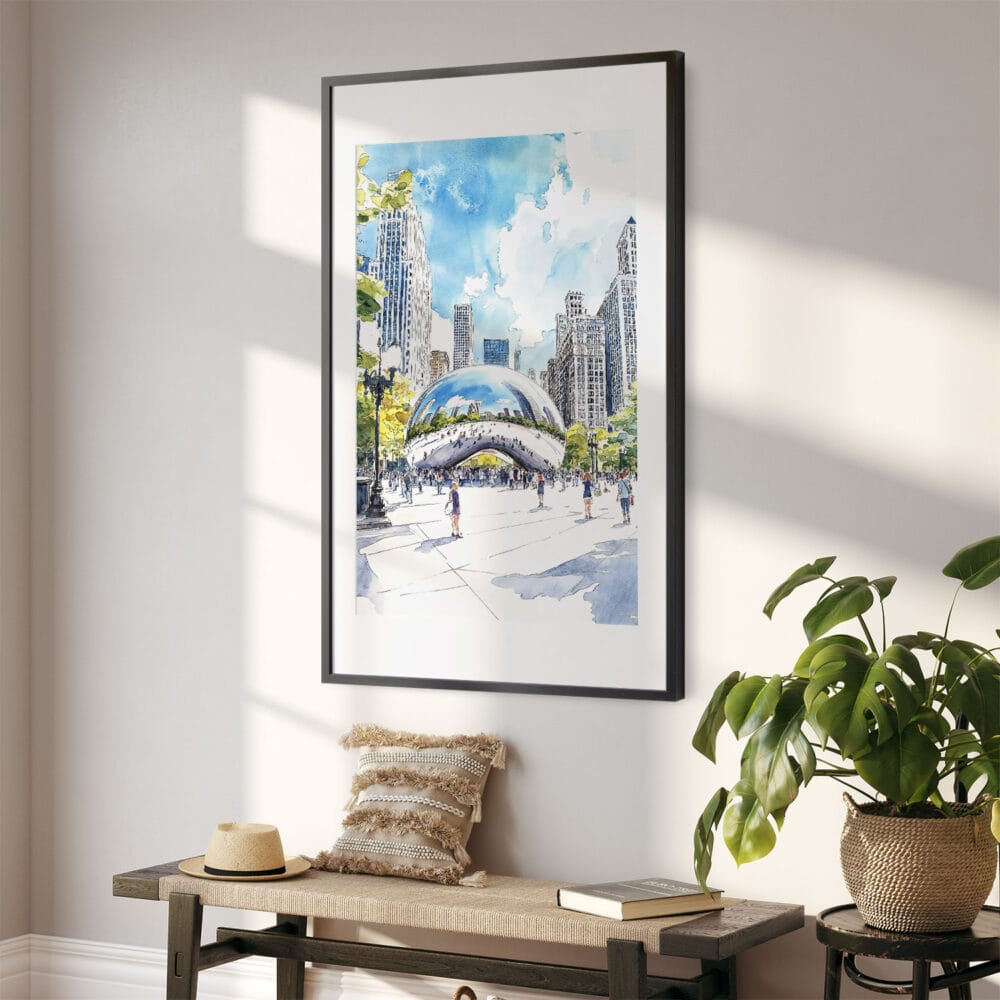 02 - Chicago The Bean Cloud Gate Watercolor Art - Digital Downloads - Hallway.jpg 02 - Chicago The Bean Cloud Gate Watercolor Art - Digital Downloads - Hallway.jpg
