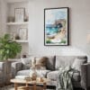 02 - Framed Algarve Portugal Watercolor Canvas Print - Skandinavian Living Room.jpg