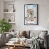 02 - Framed Arc De Triomphe Watercolor Canvas Print - Skandinavian Living Room.jpg