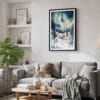 02 - Framed Aurora Lapland Finland Watercolor Canvas Print - Skandinavian Living Room.jpg