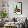 02 - Framed Bali Temple Watercolor Canvas Print - Skandinavian Living Room.jpg