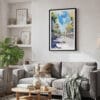 02 - Framed Barcelona Las Ramblas Watercolor Canvas Print - Skandinavian Living Room.jpg