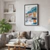 02 - Framed Bergen Norway Watercolor Canvas Print - Skandinavian Living Room.jpg