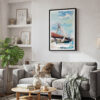 02 - Framed Boston Zakim Bridge Watercolor Canvas Print - Skandinavian Living Room.jpg