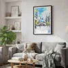02 - Framed Chicago The Bean Cloud Gate Watercolor Canvas Print - Skandinavian Living Room.jpg