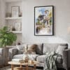 02 - Framed Cordoba Spain Watercolor Canvas Print - Skandinavian Living Room.jpg