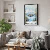 02 - Framed Crater Lake National Park Watercolor Canvas Print - Skandinavian Living Room.jpg