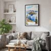 02 - Framed Crater Lake Watercolor Canvas Print - Skandinavian Living Room.jpg