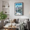 02 - Framed Dallas Texas Skyline Watercolor Canvas Print - Skandinavian Living Room.jpg