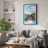 02 - Framed Hakone with Mount Fuji Watercolor Canvas Print - Skandinavian Living Room.jpg