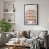 02 - Framed Jaipur Palace of the winds Watercolor Canvas Print - Skandinavian Living Room.jpg