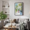 02 - Framed Jamaica Watercolor Canvas Print - Skandinavian Living Room.jpg