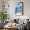 02 - Framed Lake Como Boat View Watercolor Canvas Print - Skandinavian Living Room.jpg
