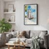 02 - Framed Lisboa Torre de Belém Watercolor Canvas Print - Skandinavian Living Room.jpg