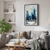 02 - Framed London Business Skyline Watercolor Canvas Print - Skandinavian Living Room.jpg