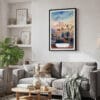 02 - Framed Los Angeles Skyline Watercolor Canvas Print - Skandinavian Living Room.jpg