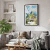 02 - Framed Machu Picchu Watercolor Canvas Print - Skandinavian Living Room.jpg