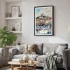 02 - Framed Marseilles Watercolor Canvas Print - Skandinavian Living Room.jpg