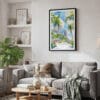 02 - Framed Miami Beach Watercolor Canvas Print - Skandinavian Living Room.jpg