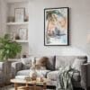 02 - Framed Miami Florida Sunset Watercolor Canvas Print - Skandinavian Living Room.jpg