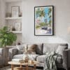 02 - Framed Miami Watercolor Canvas Print - Skandinavian Living Room.jpg