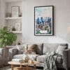 02 - Framed Montreal Skyline Watercolor Canvas Print - Skandinavian Living Room.jpg