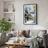 02 - Framed Mount Fuji and Village - Watercolor Canvas Print - Skandinavian Living Room.jpg