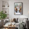 02 - Framed Multnomah Falls Watercolor Canvas Print - Skandinavian Living Room.jpg
