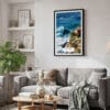 02 - Framed Nazare Portugal Watercolor Canvas Print - Skandinavian Living Room.jpg
