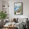 02 - Framed Norwegian Fjords Watercolor Canvas Print - Skandinavian Living Room.jpg