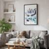 02 - Framed Patagonia Torres Del Paine Watercolor Canvas Print - Skandinavian Living Room.jpg