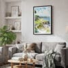 02 - Framed Pebble Beach Golf Course Watercolor Canvas Print - Skandinavian Living Room.jpg