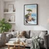 02 - Framed Pebble Beach Lone Cypress Watercolor Canvas Print - Skandinavian Living Room.jpg