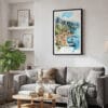 02 - Framed Perast Montenegro Watercolor Canvas Print - Skandinavian Living Room.jpg