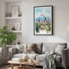 02 - Framed Portland Oregon Watercolor Canvas Print - Skandinavian Living Room.jpg