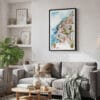 02 - Framed Positano - Watercolor Canvas Print - Skandinavian Living Room.jpg