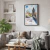 02 - Framed Prague Charles Bridge Watch Tower- Watercolor Canvas Print - Skandinavian Living Room.jpg