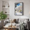 02 - Framed San Francisco - Painted Ladies - Watercolor Canvas Print - Skandinavian Living Room.jpg